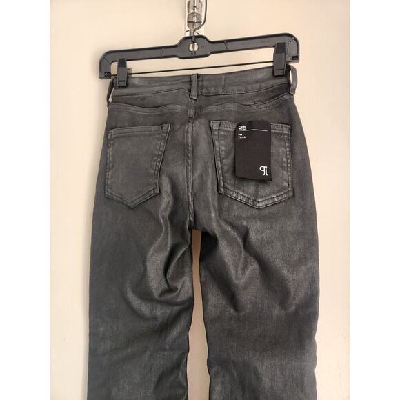 NWT Anthropologie Pilcro The Yaya Coated Crop Flare Jeans Size 25 Black #8C410 - Picture 7 of 12